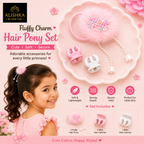 Fluffy Charm Hair Pony & Mini Catcher Set for Girls – 3 Pieces