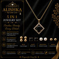 5-in-1 Crystal Pendant & Stud Earrings Jewelry Set