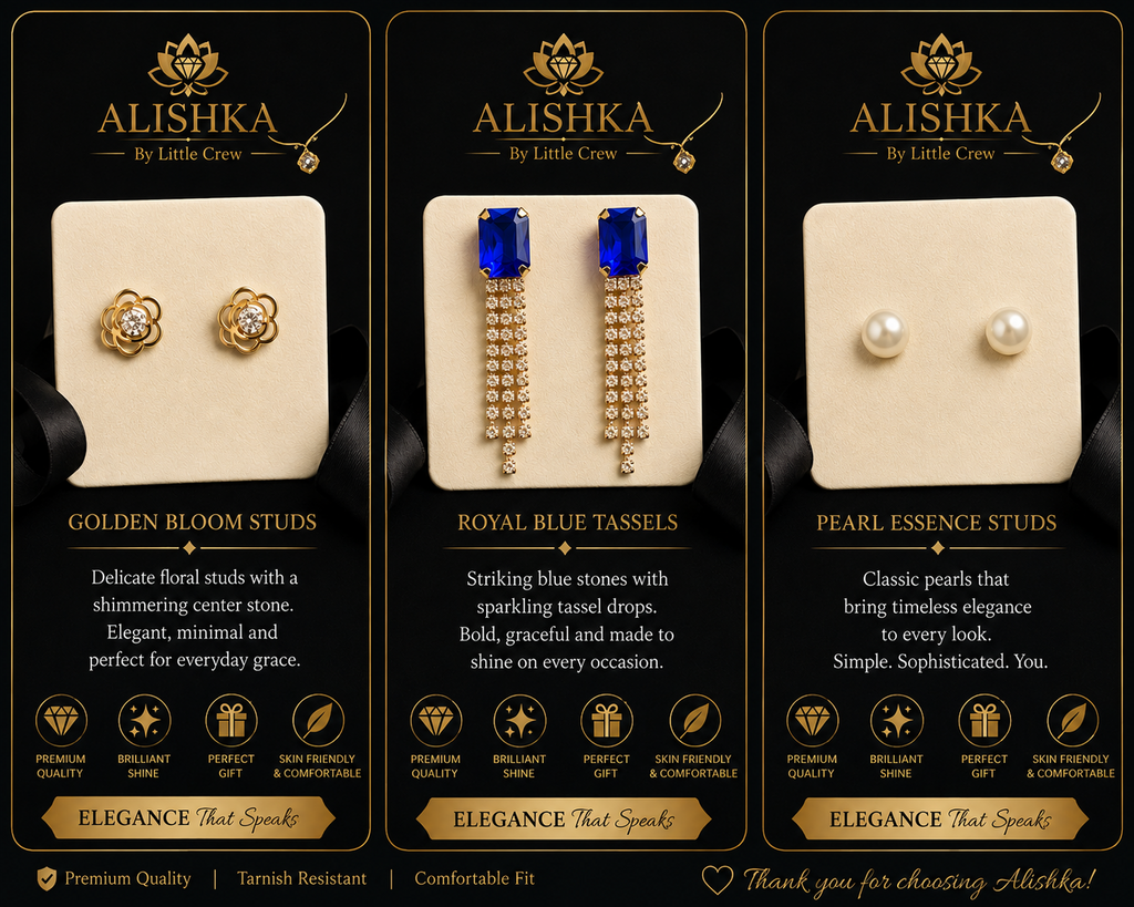 Elegant 3-Pair Earrings Collection