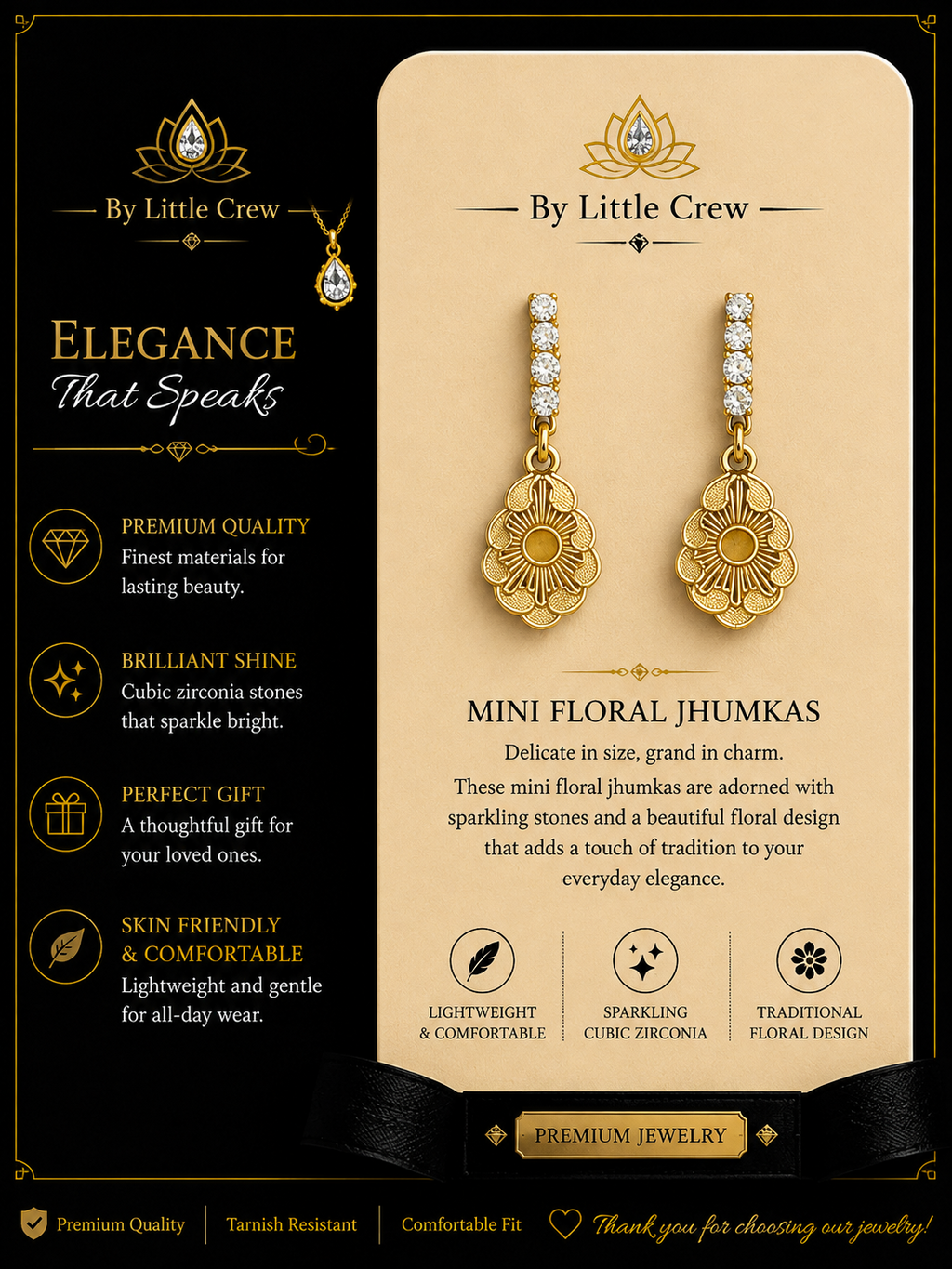 Mini Floral Jhumka Drop Earrings