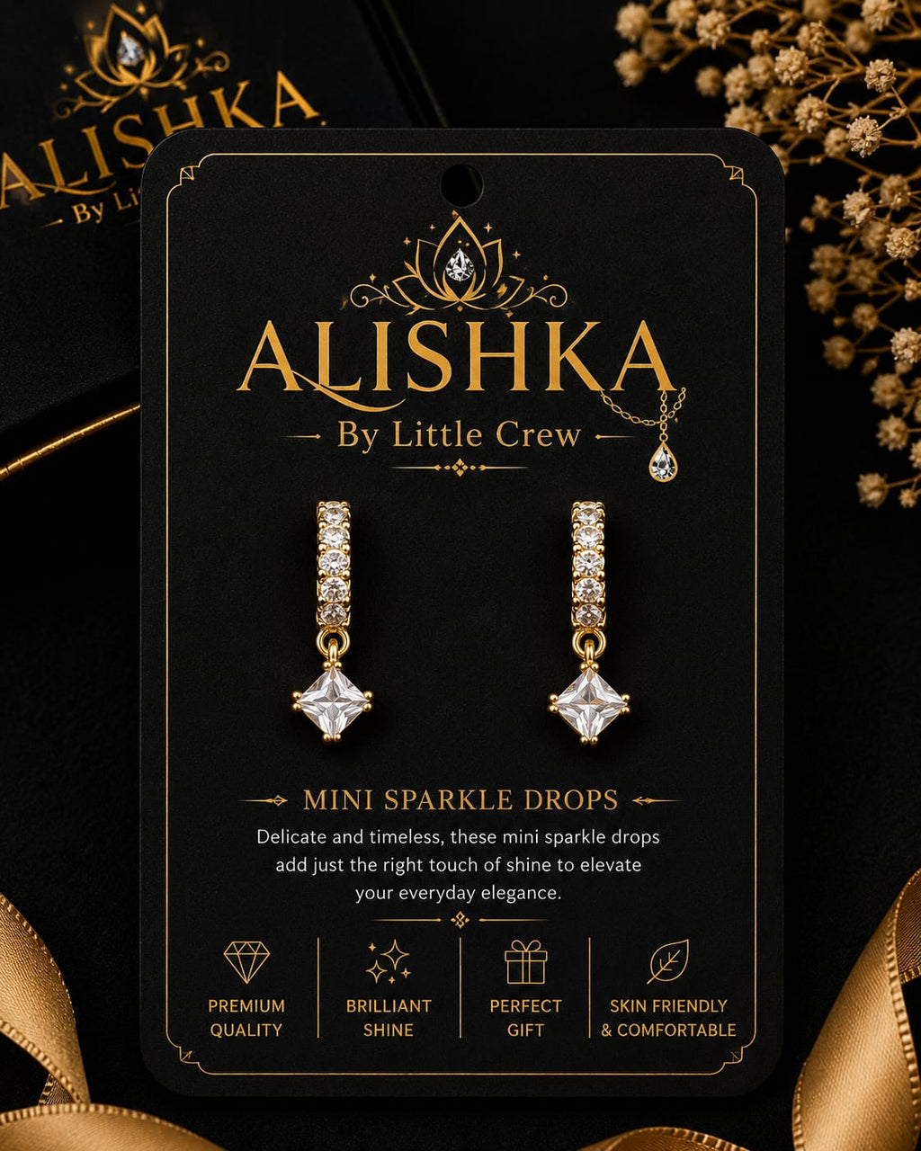 Mini Sparkle Crystal Drop Hoop Earrings