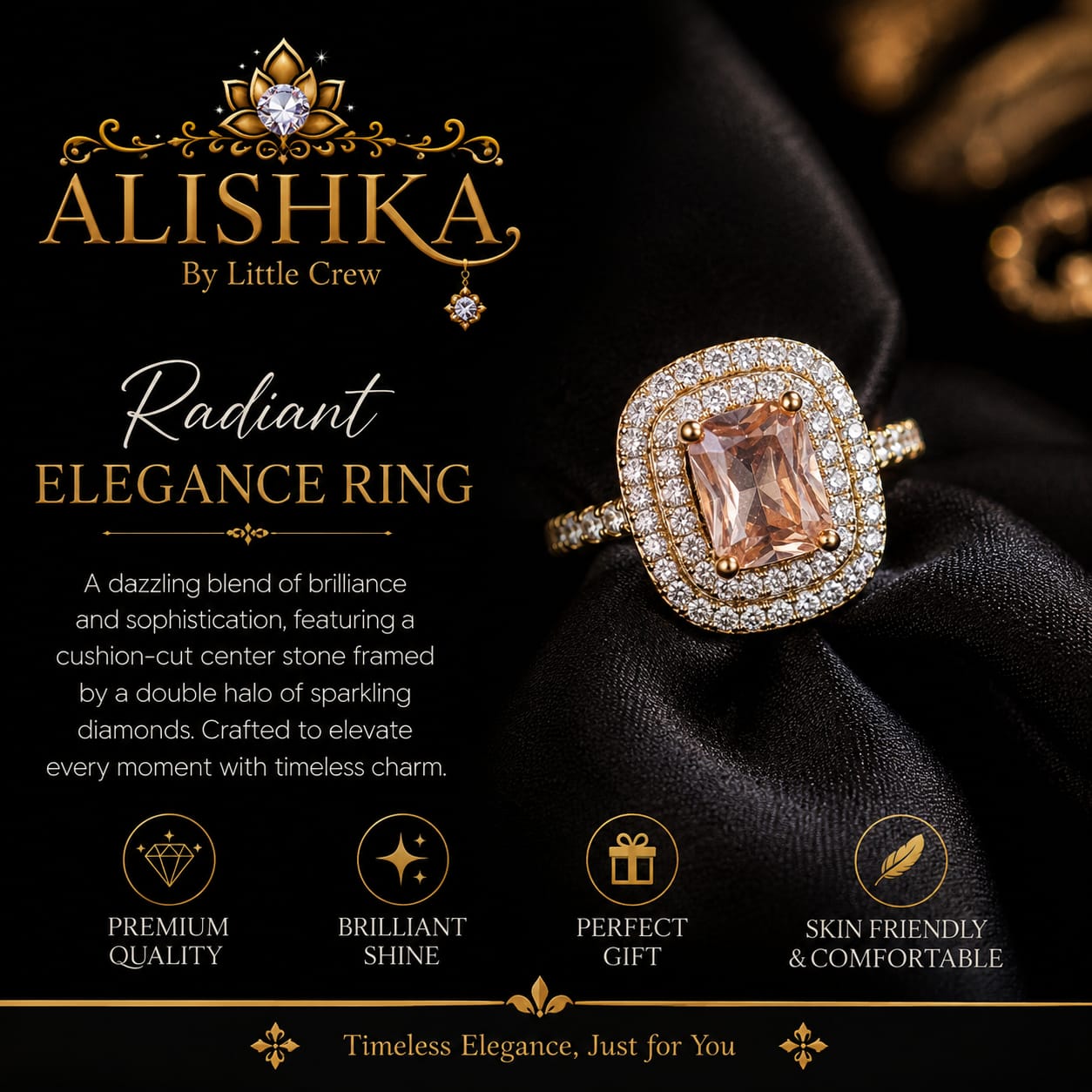 Radiant Elegance Cushion-Cut Ring – 4 Design Variants