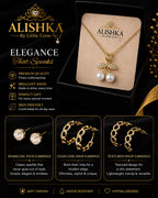 Golden Pendant & 3 Earrings Jewelry Set