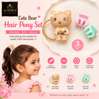 Cute Bear Hair Pony & Mini Catcher Set for Girls – 3 Pieces
