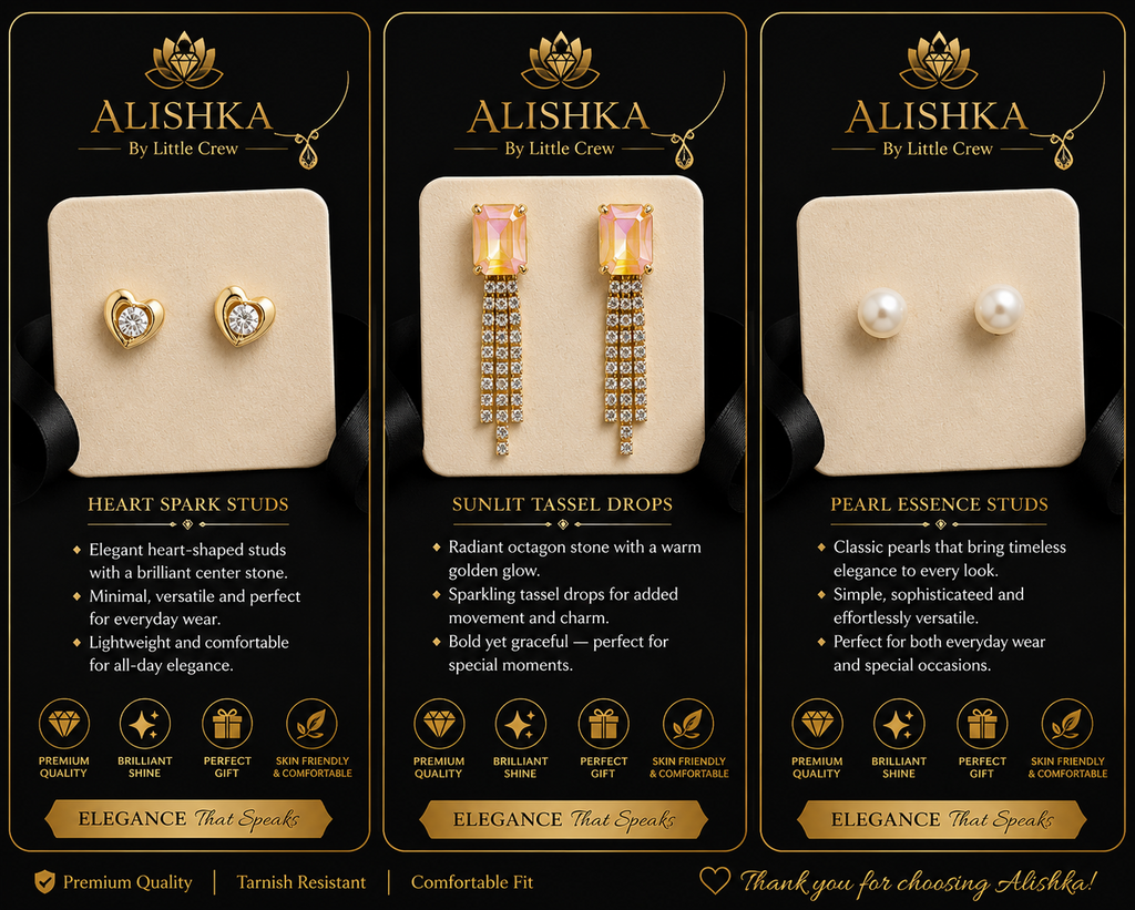 Elegant 3-Pair Earrings Collection