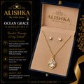 Elegant Crystal Pendant & Stud Earrings Jewelry Set + Free Steel Bangle