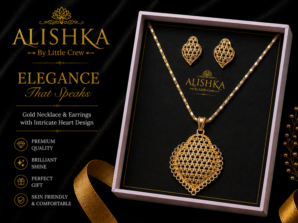 Elegant Filigree Leaf Pendant & Earrings Set
