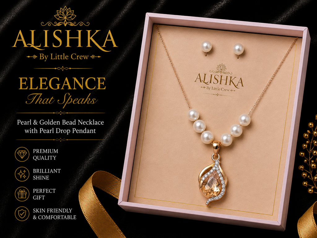 Pearl & Crystal Drop Pendant Necklace Set
