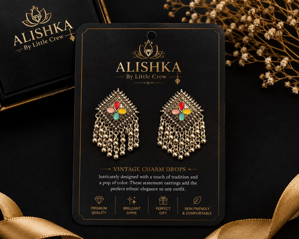 Vintage Ethnic Charm Drop Earrings