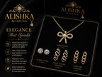 Golden Pendant & 3 Earrings Jewelry Set