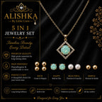 5-in-1 Crystal Pendant & Stud Earrings Jewelry Set