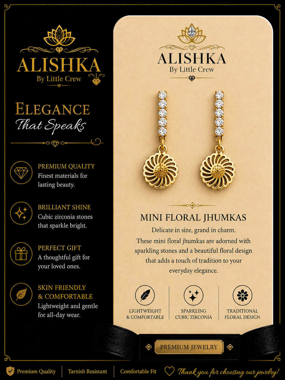 Mini Floral Jhumka Drop Earrings