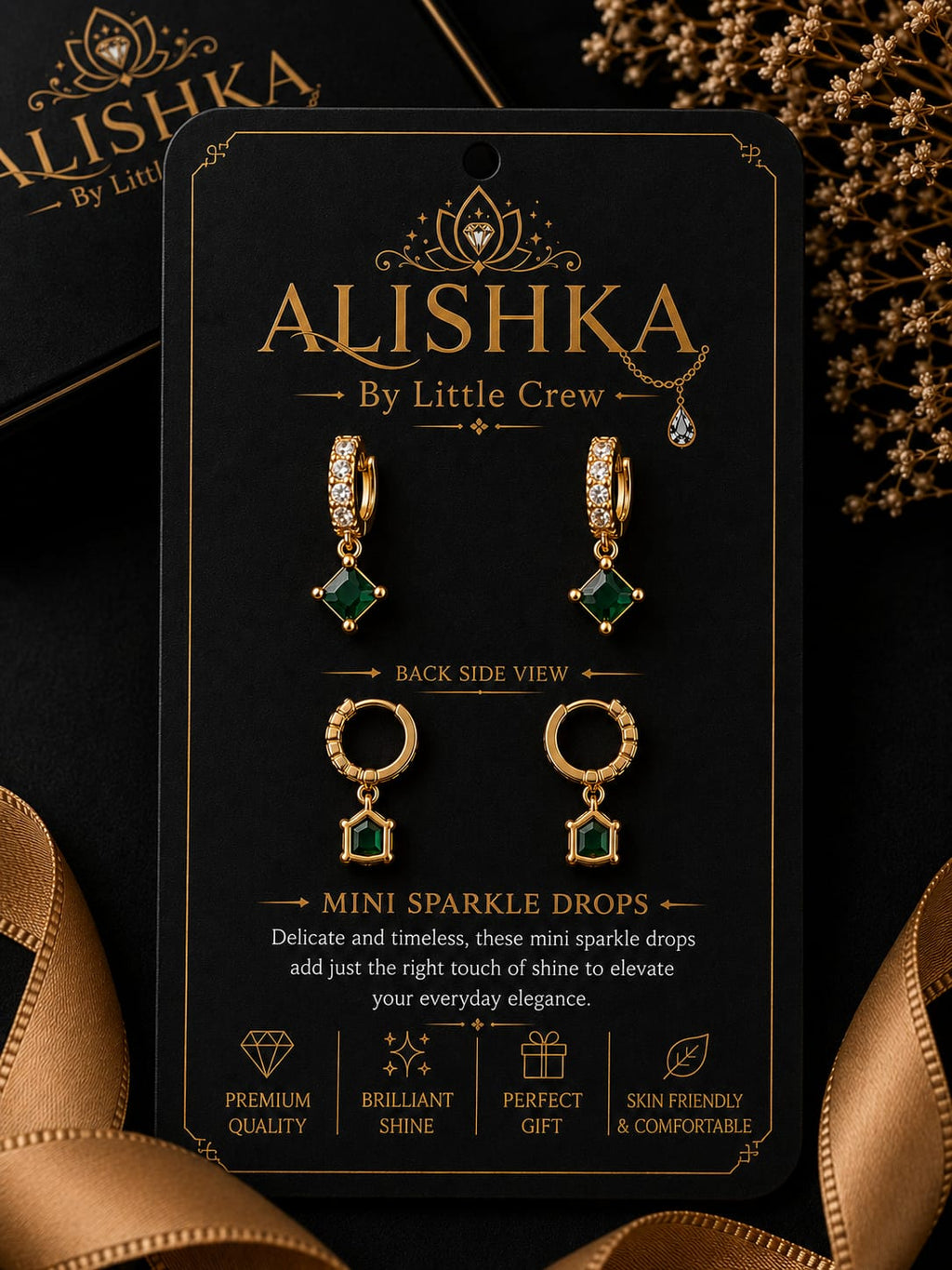 Mini Sparkle Crystal Drop Hoop Earrings