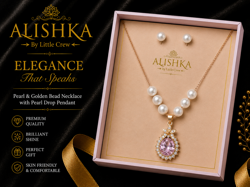 Pearl & Crystal Drop Pendant Necklace Set