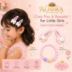 Cute Hair Pins & Pearl Bracelet Set for Little Girls