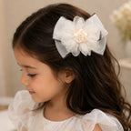 Elegant Flower Bow Hair Clips for Girls – 6 Color Variants