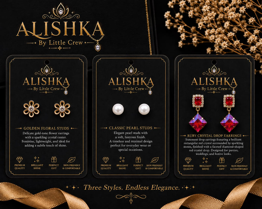 Elegant 3-Pair Earrings Collection