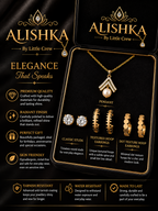 Golden Pendant & 3 Earrings Jewelry Set