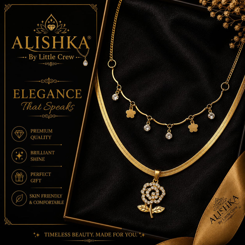 Elegant Layered Charm Necklace – Butterfly, Heart & Flower Variants