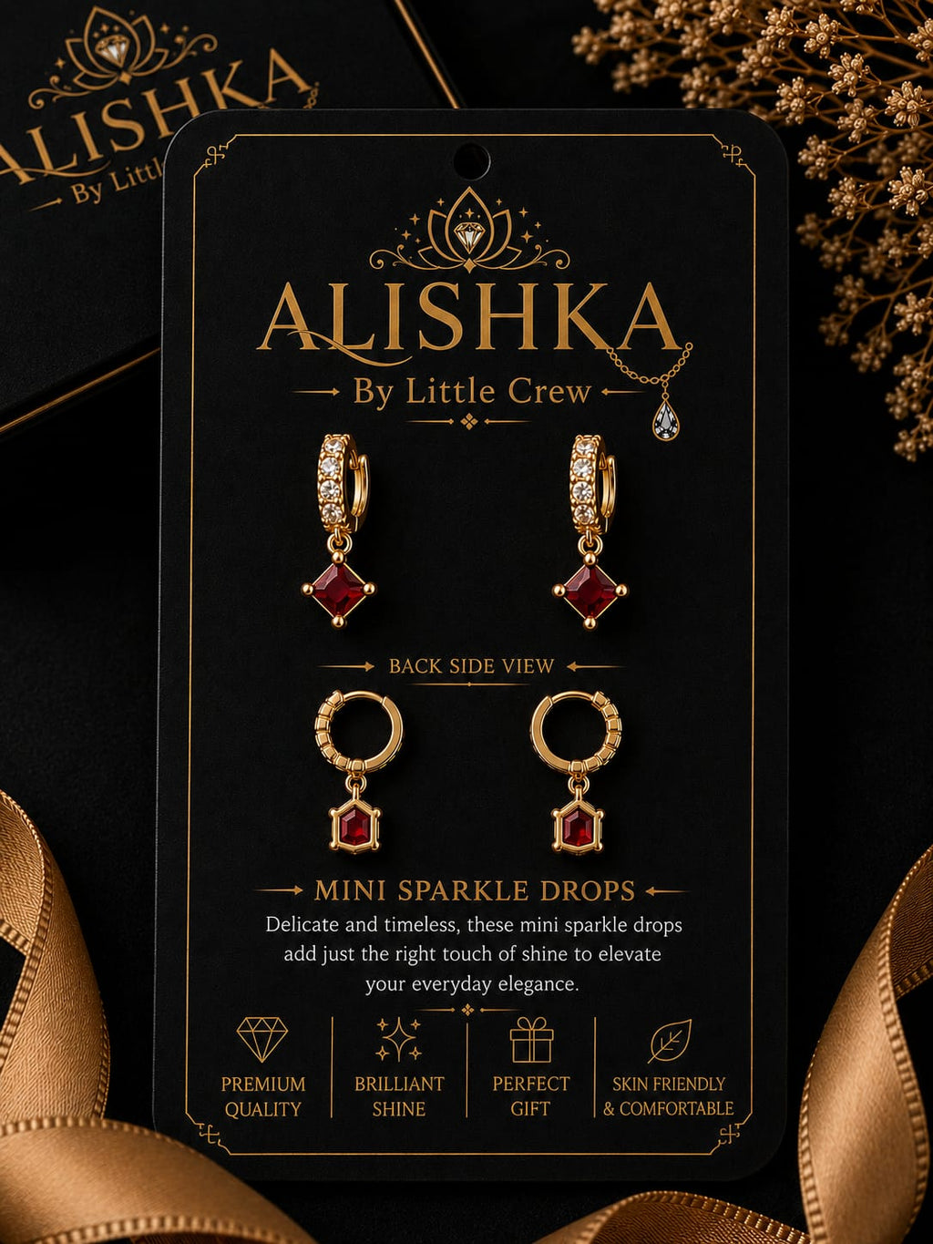 Mini Sparkle Crystal Drop Hoop Earrings
