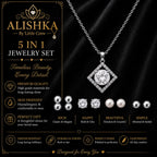 5-in-1 Crystal Pendant & Stud Earrings Jewelry Set