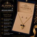 Elegant Crystal Pendant & Stud Earrings Jewelry Set + Free Steel Bangle