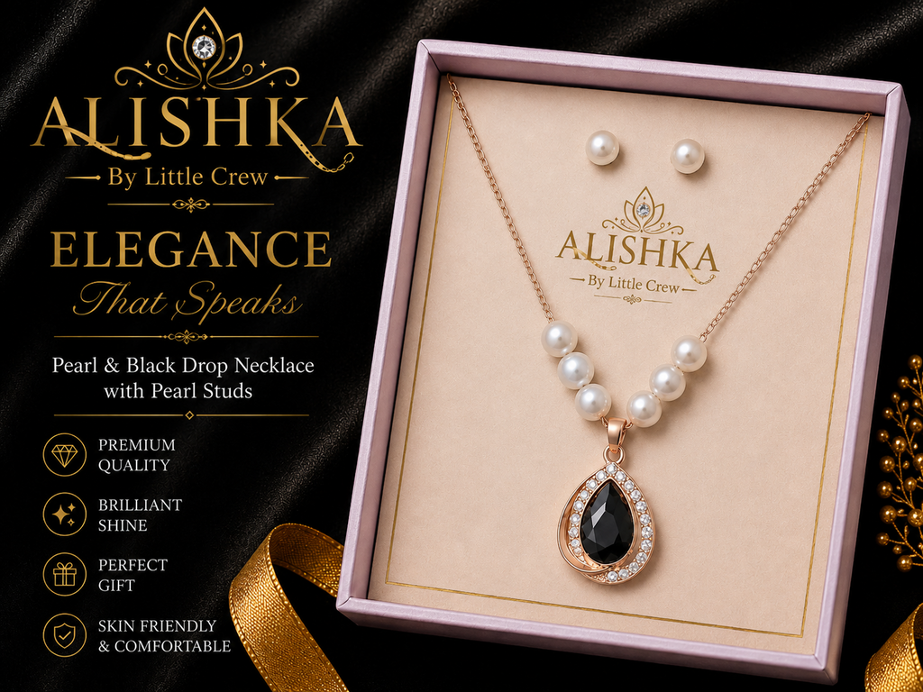 Pearl & Crystal Drop Pendant Necklace Set