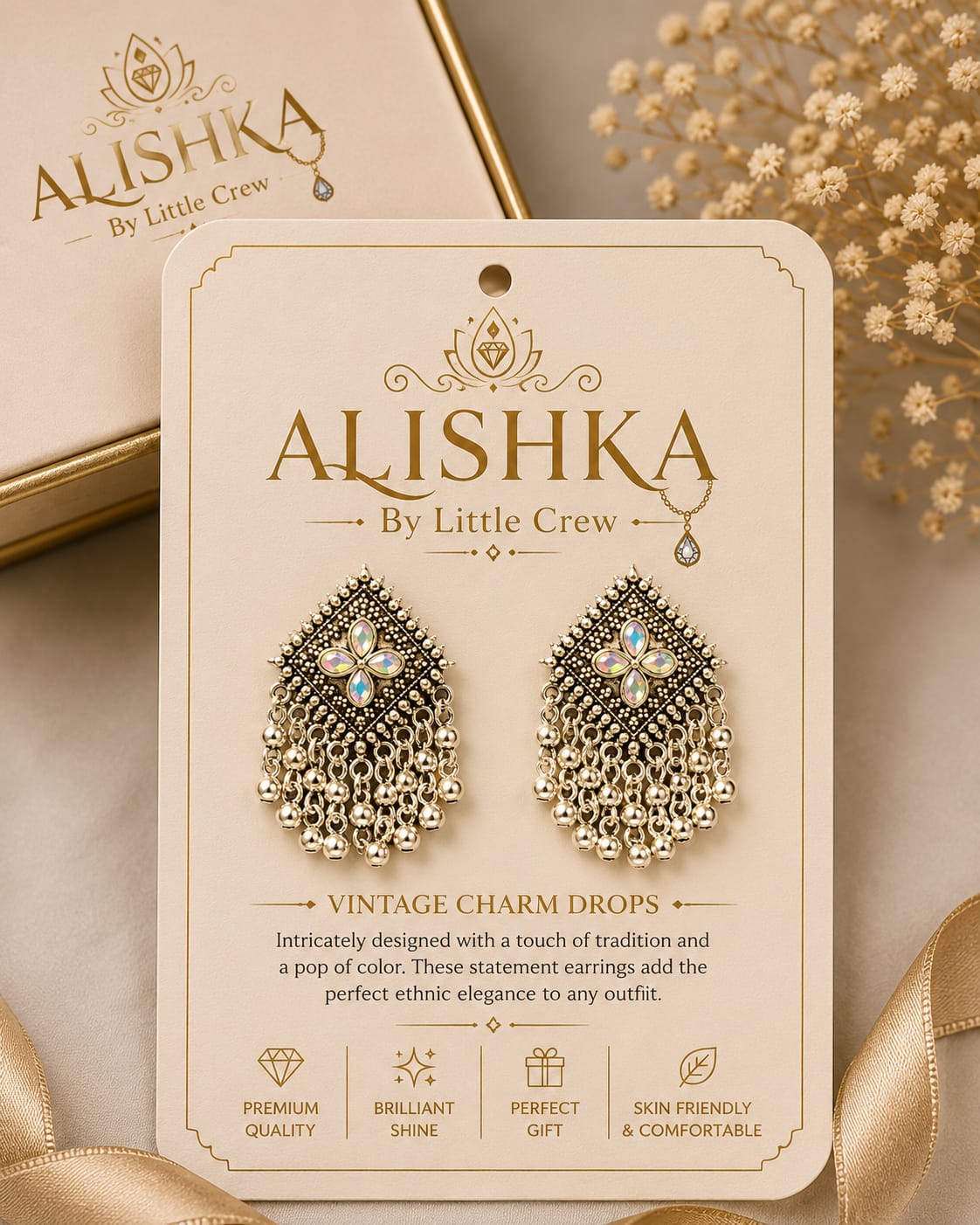 Vintage Ethnic Charm Drop Earrings