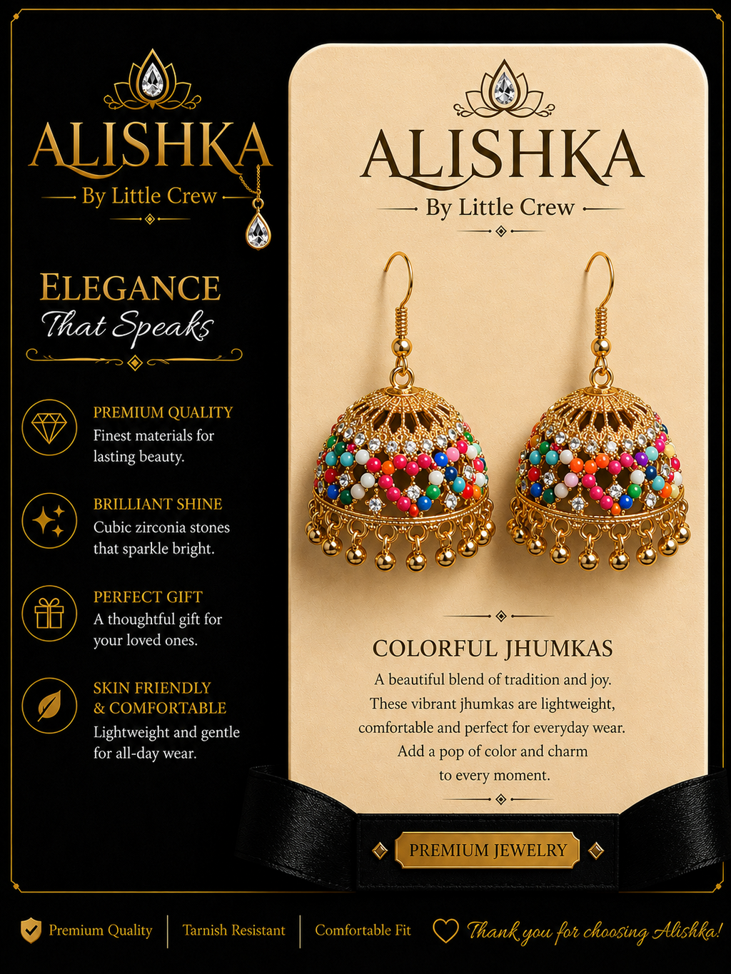 Colorful Traditional Jhumka Earrings