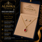 Elegant Crystal Pendant & Stud Earrings Jewelry Set + Free Steel Bangle