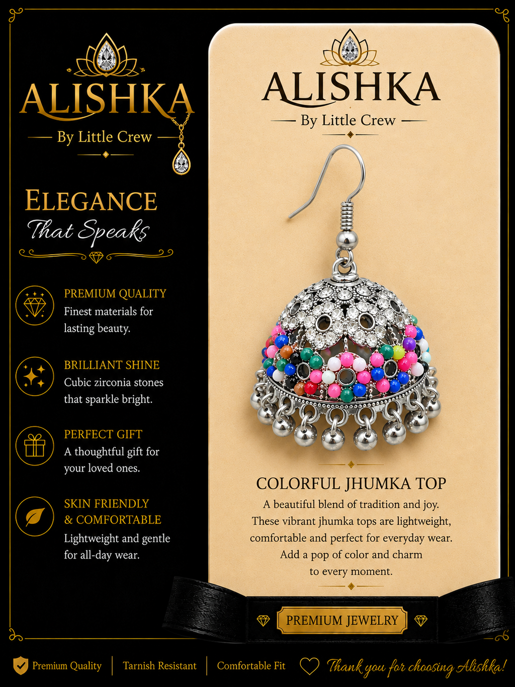 Colorful Traditional Jhumka Earrings