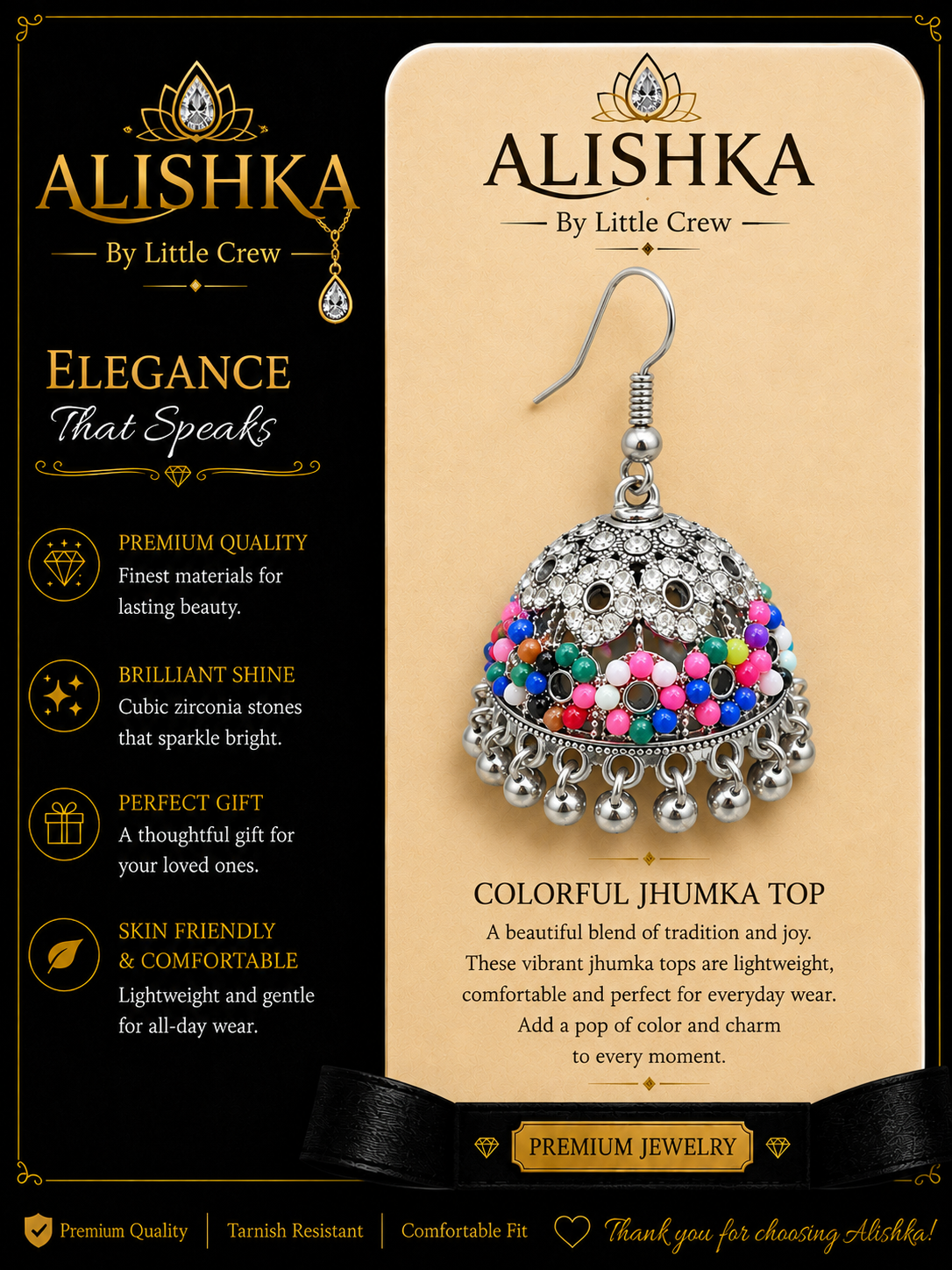 Colorful Traditional Jhumka Earrings