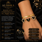 Black Love Charm Bracelet – Elegant Heart Design
