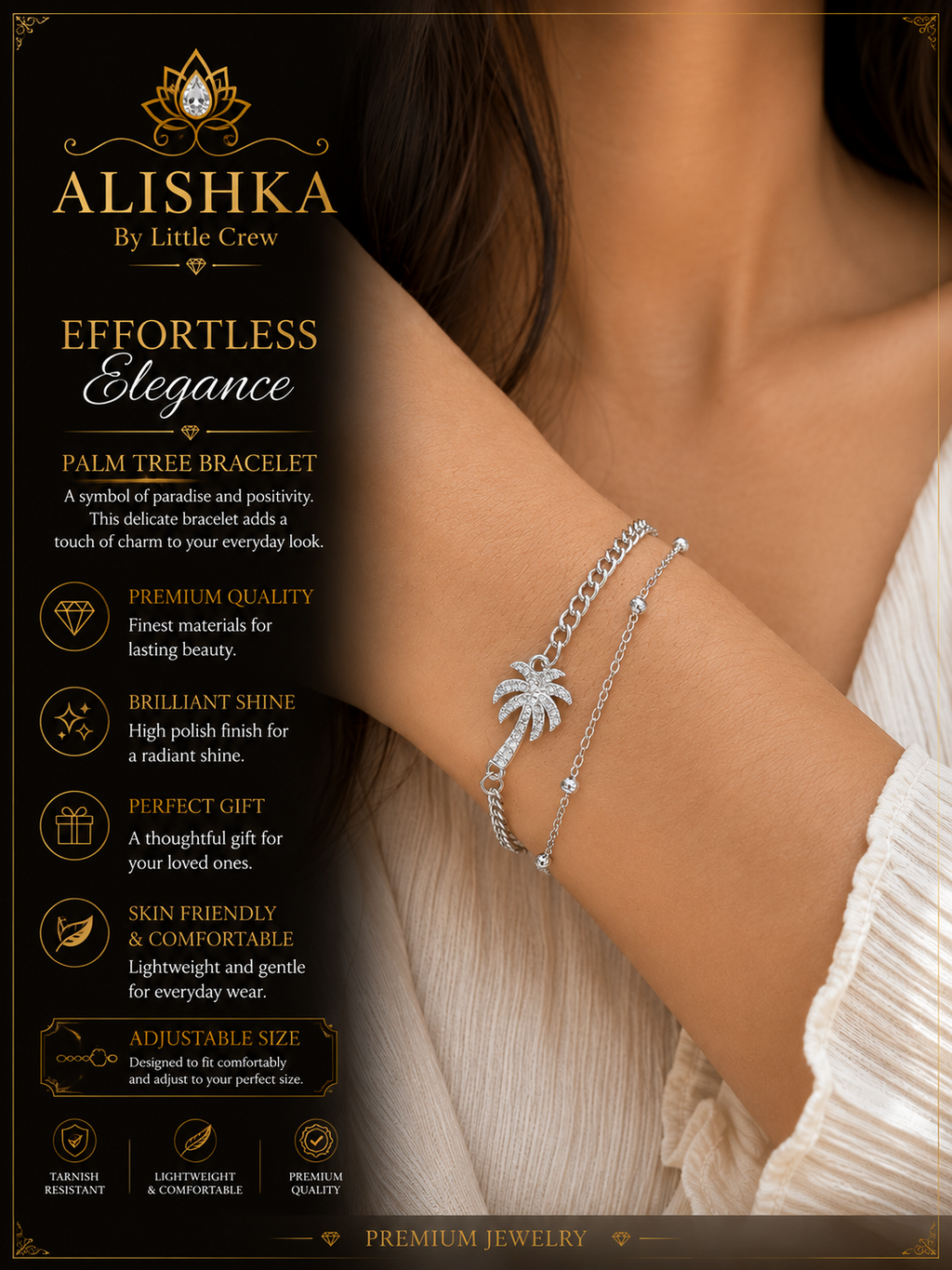 Pearl Layered Charm Bracelet – Clover, Palm Tree & Star Variants