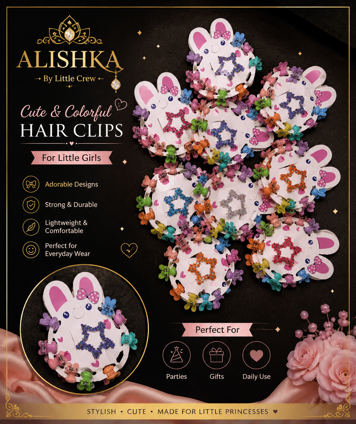Cute Mini Hair Claw Clips for Girls – Multicolor Set
