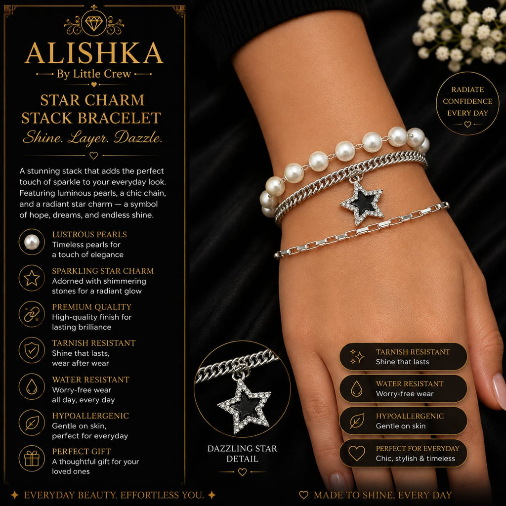 Pearl Layered Charm Bracelet – Clover, Palm Tree & Star Variants