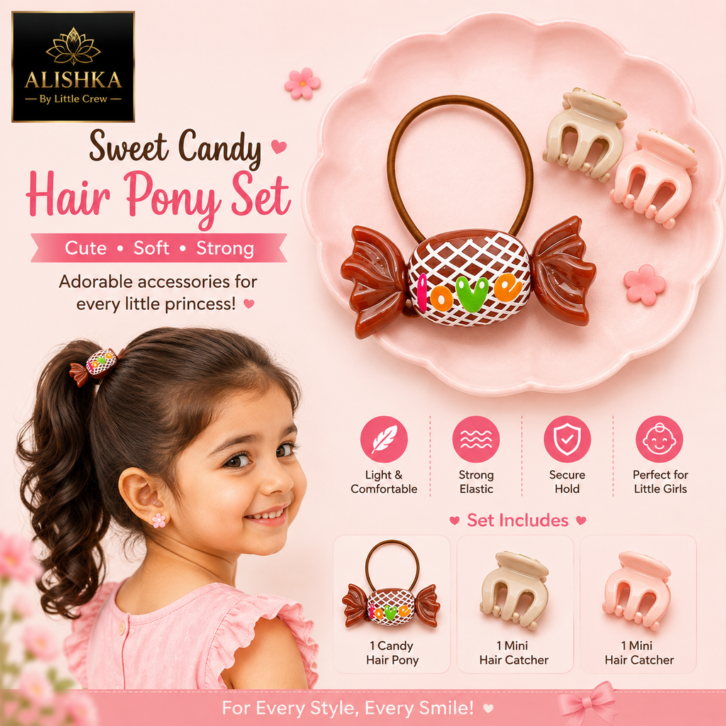 Sweet Candy Hair Pony & Mini Catcher Set for Little Girls