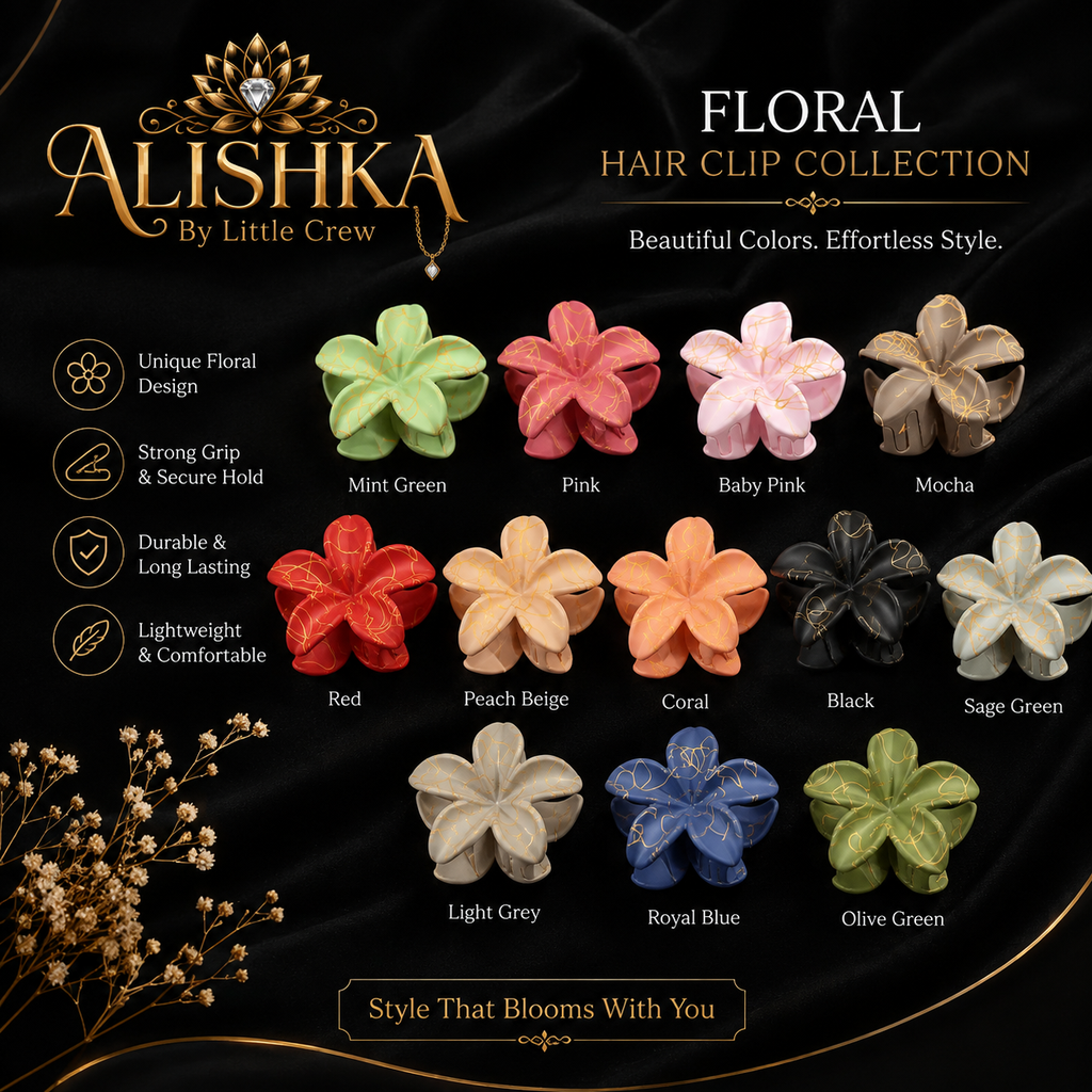 Floral Hair Catcher Clips for Girls – 12 Beautiful Colors