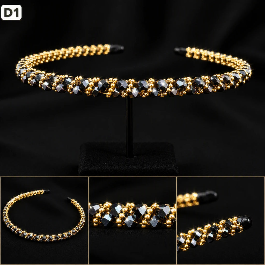 Premium Party Headband | Elegant Pearl & Crystal Gold Hair Band for Girls & Women
