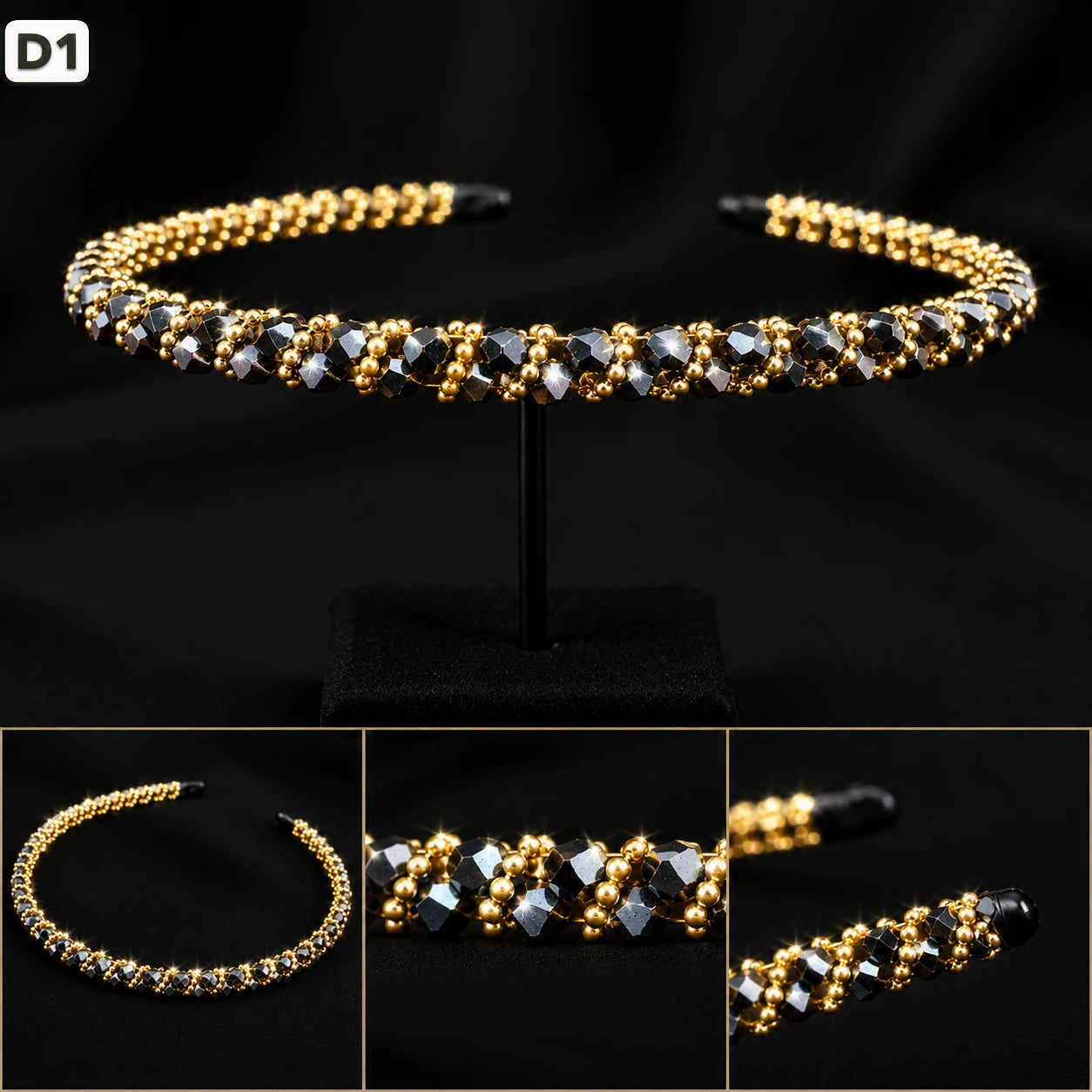 Premium Party Headband | Elegant Pearl & Crystal Gold Hair Band for Girls & Women