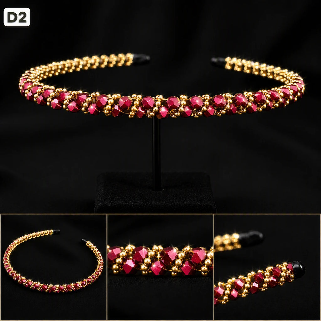 Premium Party Headband | Elegant Pearl & Crystal Gold Hair Band for Girls & Women