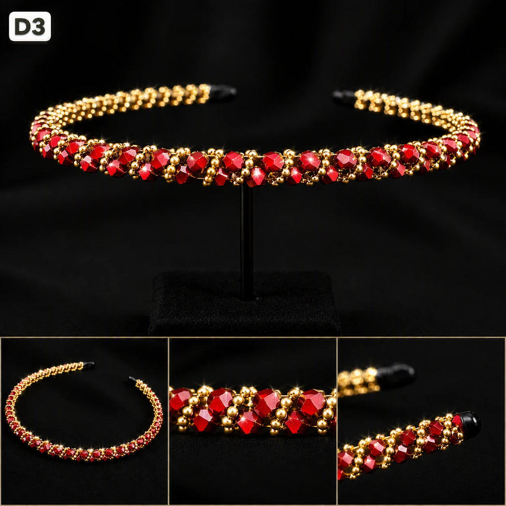 Premium Party Headband | Elegant Pearl & Crystal Gold Hair Band for Girls & Women