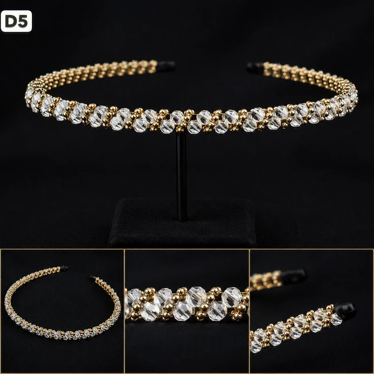 Premium Party Headband | Elegant Pearl & Crystal Gold Hair Band for Girls & Women