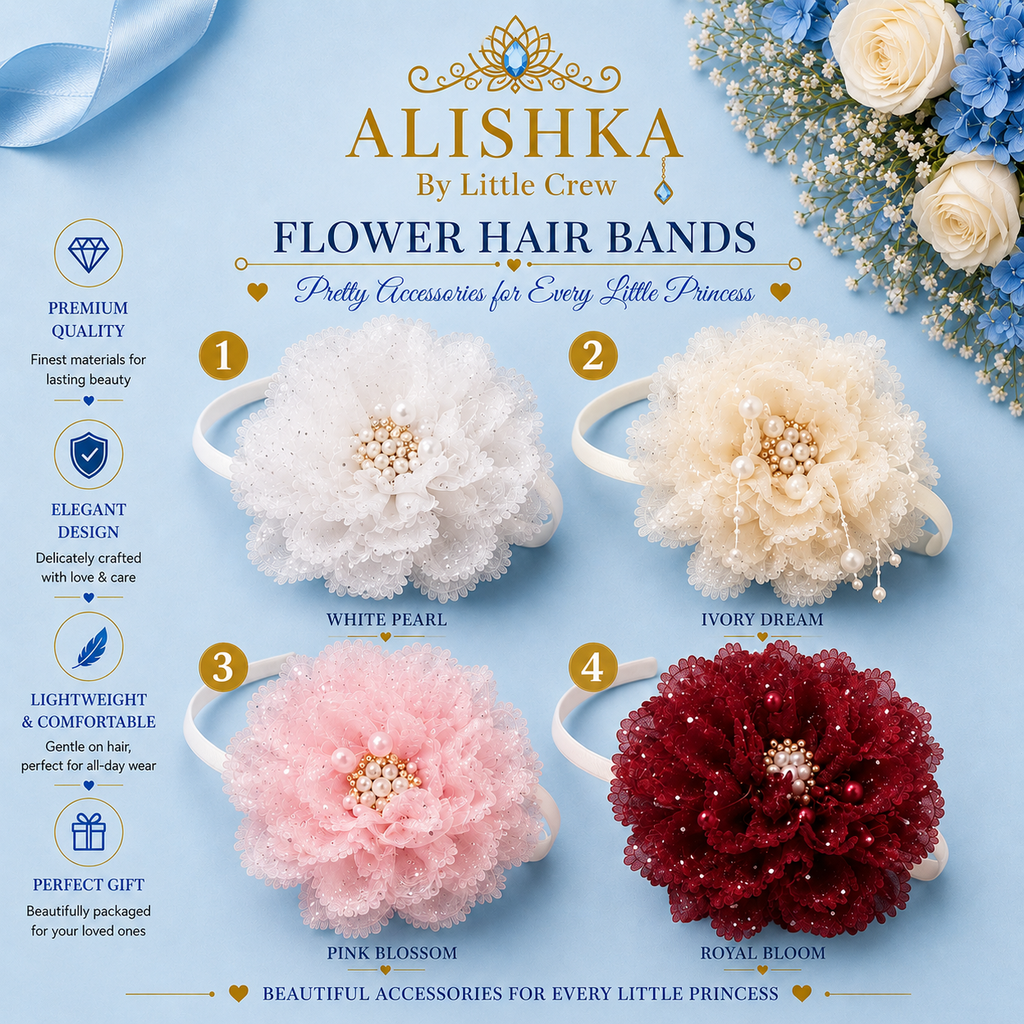 Elegant Flower Hair Bands for Girls – 4 Color Variants