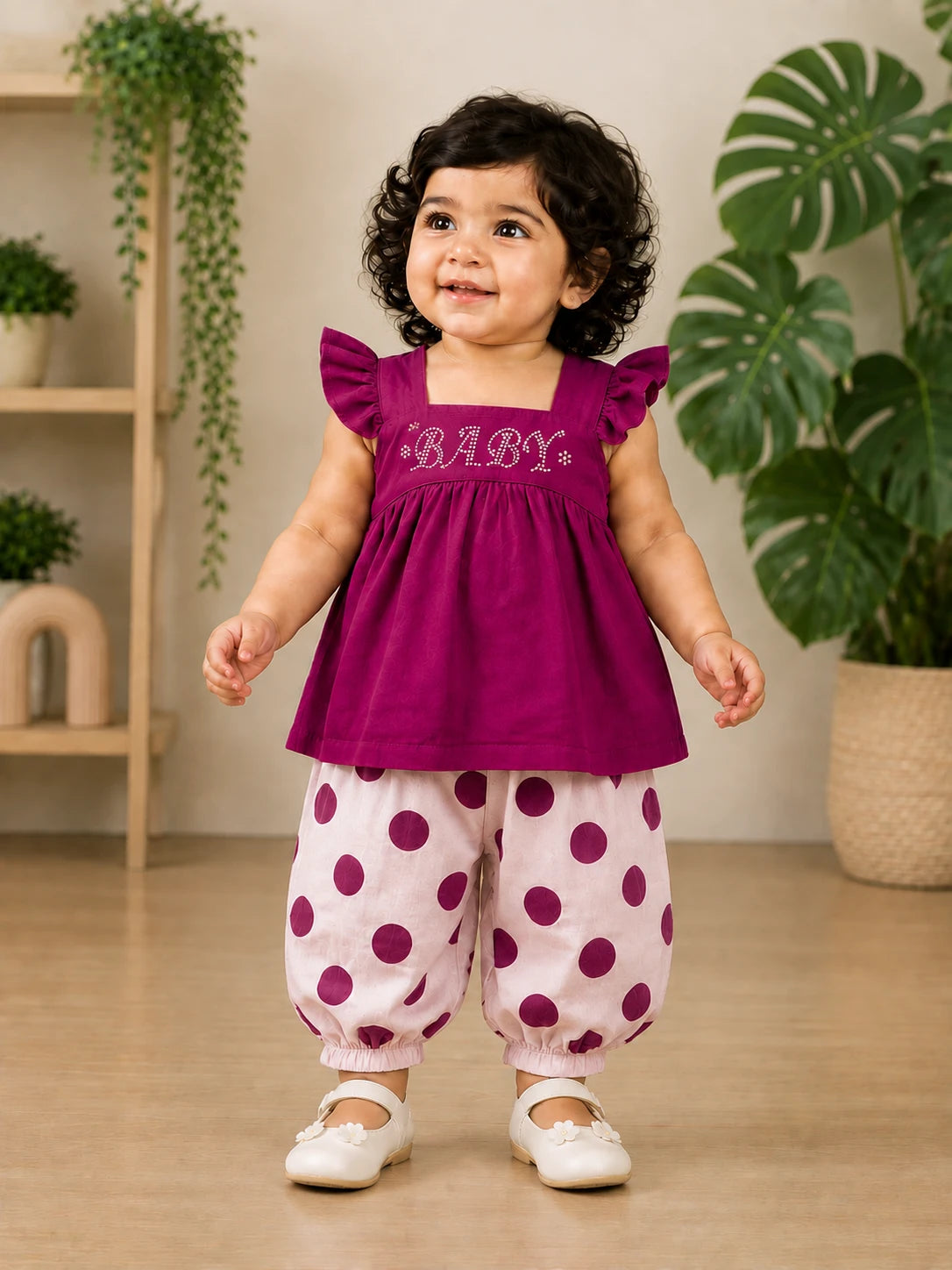Cotton Top & Polka Dot Trouser Set | Stylish 2-Piece Summer Outfit | Little Crew