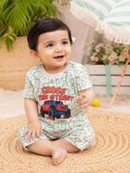 Cotton T-Shirt & Shorts Set with Off-Road Jeep Print