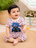 Cotton T-Shirt & Shorts Set with Off-Road Jeep Print