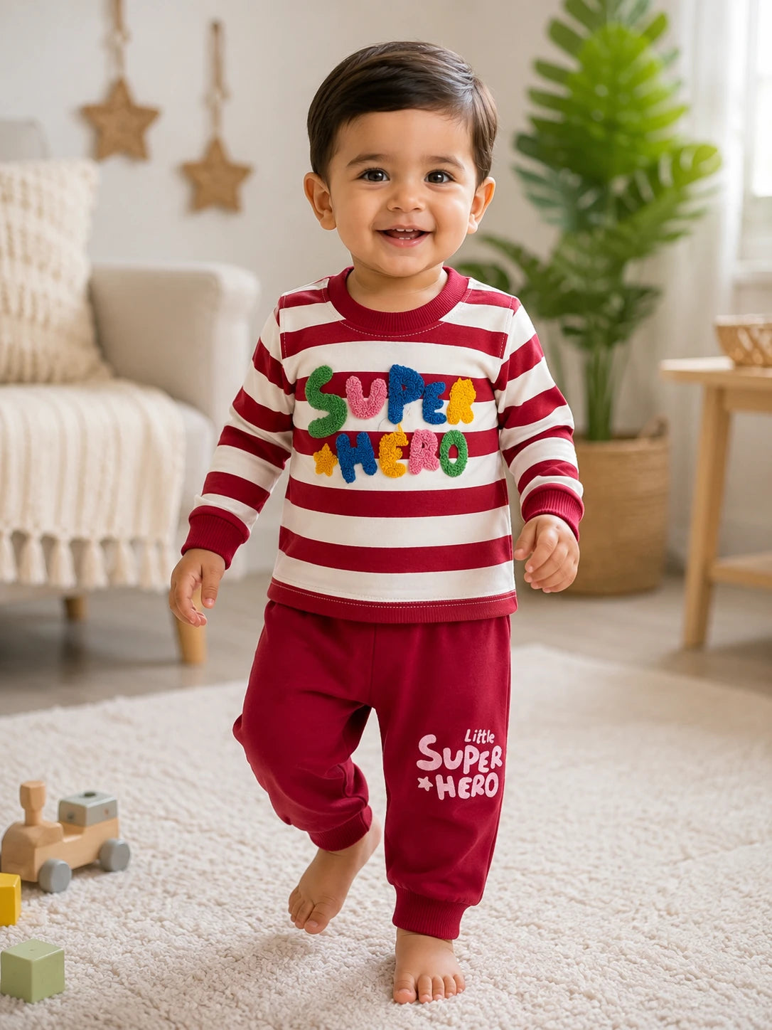 Super Hero Cotton T-Shirt & Trouser Set | Little Crew