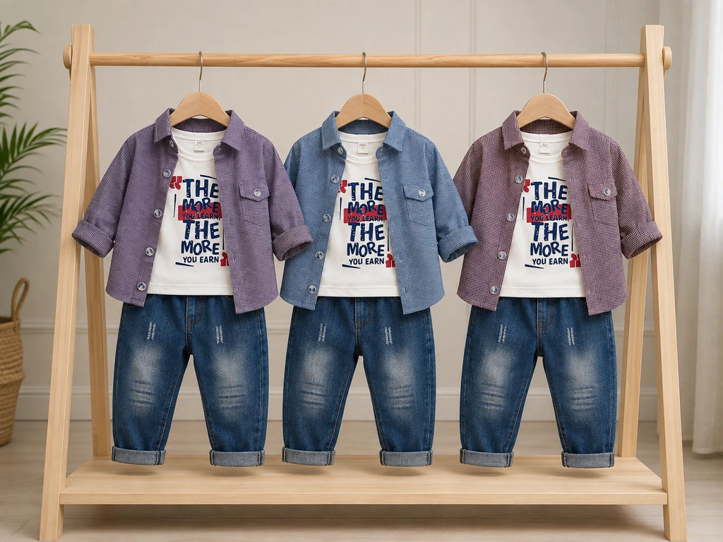 3-Piece Shirt, T-Shirt & Jeans Set | Casual Cotton Outfit for Toddlers | Little Crew
