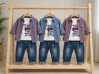 3-Piece Shirt, T-Shirt & Jeans Set | Casual Cotton Outfit for Toddlers | Little Crew